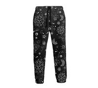 Ufuson Sun Moon Men's Sports Sweatpants Graphic Drawstring Jogger Pants Trousers with Pockets White