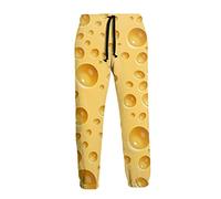 Ufuson Tasty Cheese Men's Sports Sweatpants Stylish Drawstring Jogger Pants Trousers with Pockets White