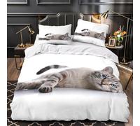 UFVZBNFAN 3D Print 3 Pcs Bedding Set Bed Decor Hidden Zipper Super Cat Lying Down Comforter Cover Breathable All Season for Girls,Kids,Teens fluffy Tabby Quilt Cover King（220x240cm）