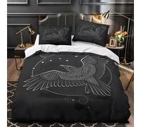 UFVZBNFAN 3D Print 3 Pieces Bedding Set Home Decor Design Extra Celtic Raven Duvet Cover Washable Hotel Quality for Teenagers,Girls,Adults mythical Animal Comforter Cover Double（200x200cm）