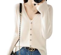 UFZKOOEP Cardigan Sweaters for Women, V Neck Long Sleeve Cardigan, Soft Knit Cardigan Sweater Coat (Beige,XXL)