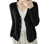 UFZKOOEP Cardigan Sweaters for Women, V Neck Long Sleeve Cardigan, Soft Knit Cardigan Sweater Coat (Black,XL)