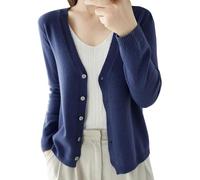 UFZKOOEP Cardigan Sweaters for Women, V Neck Long Sleeve Cardigan, Soft Knit Cardigan Sweater Coat (Dark Blue,M)