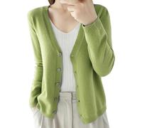UFZKOOEP Cardigan Sweaters for Women, V Neck Long Sleeve Cardigan, Soft Knit Cardigan Sweater Coat (Green,XL)