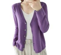 UFZKOOEP Cardigan Sweaters for Women, V Neck Long Sleeve Cardigan, Soft Knit Cardigan Sweater Coat (Purple,L)