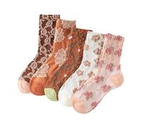 UFZKOOEP Popularate Socks, 5 Pairs Vintage Embroidered Floral Socks, Cute Cotton Warm Crew Socks for Women (5 pairs F,One Size)