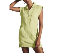 UFZKOOEP Women's Sporty Half Zip Pullover Sleeveless Dress,Half Zip V Neck Pullover Mini Dress Workout Dresses Pockets (S,Light green)