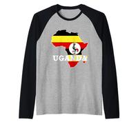 Uganda Africa Ugandan Roots Map Ugandan Pride Ugandan Flag Raglan Baseball Tee