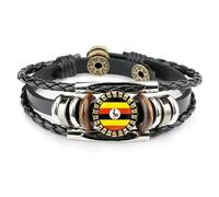 Uganda Flag Beaded Bracelet For Men Women Jewelry,Flag Symbol Snap Button Bangle,Multilayer Punk Leather Bracelet,Charm Jewelry For Women Men Creative National Flag Style Bracelet ,Style,C,Adjust
