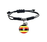 Uganda Flag Braided Bracelet Adjustable Nylon Chain Crystal Wristband Souvenir,Fashion Handmade Bracelet for Man & Woman Special Day's Gift