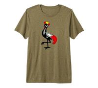Uganda Flag Grey Crowned Crane Premium T-Shirt, Men, Olive, X-Large