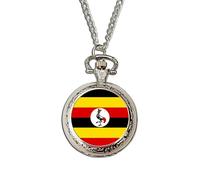 Uganda Flag Pocket Watch | Quartz National Flag Watch | Handcrafted Patriotic Gift | Vintage-Style Timepiece | Gift for Proud Ugandans & Collectors