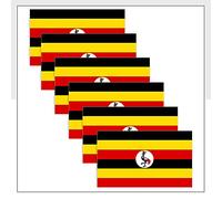 Uganda Flag Stickers Pack of 6 (50 x 33 mm) Waterproof UGA Labels for Windows Bike Van Fridge Packwith® #P1144