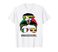 Uganda Italy Flag Ugandan Italian Messy Bun T-Shirt