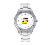 Uganda Map Flag Business Watch for Men Metal Band Watches Casual Gift Three-Hand Wrist Watch for Boyfriend Father