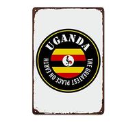 Uganda Metal Tin Sign Wall Decor The Greatest Place on Earth Is Uganda Sign Wall Plaque, Patriotic Country Flag Tin Sign for Wall Decor Home Wall Signs, 20 X 30 CM