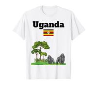 Uganda Trip Souvenir Mountain Gorillas Lover Uganda Flag T-Shirt