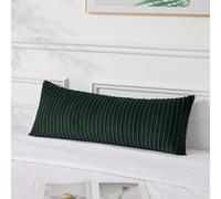 UGASA 14x36 Inch Christmas Pillow Cover Pack of 1 Soft Boho Stripe Corduroy Large Long Rectangle Lumbar Cushion Case Decorative Pilowcase for Bed, Couch, Sofa, Bedroom, Living Room, Dark Green