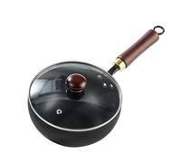 UGCER Carbon Steel Wok Pan Skillet, Nonstick Stir Fry Pan with Lid and Wooden Handle, Multi-Functional Cooking Pan for Gas Stoves,20cm/7.9in