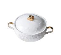UGCER Ceramic Soup Tureen with Ladle, Elegant European Style Soup Bowl for Restaurant & Home Kitchen Decoration Pot