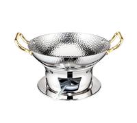 UGCER Chafing Dish Buffet Set, 304 Stainless Steel Round Buffet Warmers Pan for Parties, Events, Wedding, Camping, Dinner,Silver,26cm