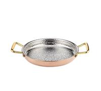 UGCER Spanish Paella Pan, 304 Stainless Steel Skillet with Dual Riveted Handles, Nonstick Uncoated Cookware for Gas, Induction,Rose Gold,18cm