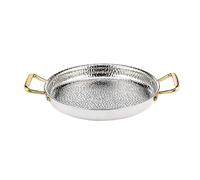 UGCER Spanish Paella Pan, 304 Stainless Steel Skillet with Dual Riveted Handles, Nonstick Uncoated Cookware for Gas, Induction,Silver,30cm