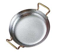UGCER Spanish Paella Pan, Stainless Steel Double Ears Pan, Nonstick Cooking Skillet Cookware for Homes Or Restaurants,Silver,28cm