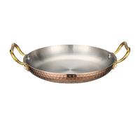 UGCER Stainless Steel Spanish Paella Pan with Double Handles, Nonstick Skillet Cookware for Seafood, Rice, and Grilling,Rose Gold,28cm