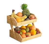 UGDOUS 2-Tier Bamboo Fruit Basket - Sturdy Kitchen Organizer for Fruits, Veggies, Bread | Eco-Friendly Countertop Storage with Airflow Design | Easy Assembly(Three-layer storage rack)