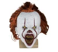 UGDOUS Creepy Mask Cosplay Horror Evil Demon Clown Killers Latex Helmet Halloween Carnival(B with ligh)