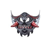 UGDOUS Scary Japanese Oni Demon Half Face Mask with Horns - Latex Halloween Party Cosplay Mask,(Gold)