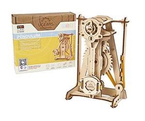 UGEARS 1 STEM Lab 3D Puzzle Play Set STEM 3D Wooden Construction Kit DIY Mechanical Science Kit Scientific STEM Toy with App Wooden Model Kits for Adults and Children 8+ (Pendulum)