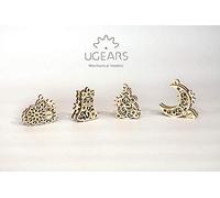 UGEARS 70046 U-Fidgets Gearsmas Puzzle Pieces Set with 4 Models, Anti-Stress 3D Puzzle Self-Assembly Kit, 4 Mini Miniature Models, Mechanical Models, Plywood Construction Kit