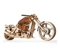 Ugears Bike VM-02 3D Puzzle - 3D Wooden Puzzles for Adults - Motorcycle with Rubber Band Motor - Mechanical Wooden Model Kits for Adults to Build - DIY Building Set Gift for Christmas