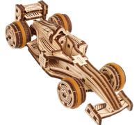 Ugears Compact Racer 3D Puzzle, 90-Parts, 5.2-Inch, Brown