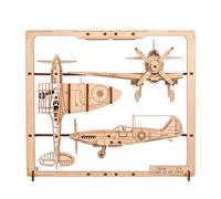 UGEARS Fighter Aircraft 2.5D Puzzle - Airplane Model Kit with Interactive Features - Model Plane Kit Wooden Puzzles for Adults - Original Wall Art Deco - Unique DIY Experience for 3D Puzzle Fans