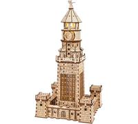 Ugears Lighthouse of Alexandria 3D Puzzle - DIY Kit 3D Wooden Puzzles | Adults with LED Nightlight - Wooden Model Kits for Adults to Build Wood Puzzle, Hobby Kit Gifts for Christmas