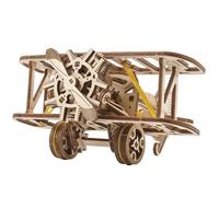 UGEARS Mini Biplane 3D Puzzle - Airplane Wooden Model Kits for Adults to Build for Beginners - Pull-Back Rubber Band Motor Aircraft - 3D Wooden Puzzles for Adults Vintage Aviation DIY Kit