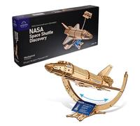 UGEARS NASA Space Shuttle 3D Puzzle - Wooden 3D Puzzles for Adults | Hubble Space Telescope and Tensegrity Stand - Wooden Model Kits for Adults Crafts, Brain Teaser Hobby Gift for Christmas