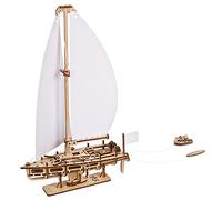 UGEARS Ocean Beaty Yacht 3D Wooden Puzzle - Wooden Mechanical Model Kit to Build - DIY Puzzle Boat Model with Paper Sails - Brain Teaser Building Set for Adults