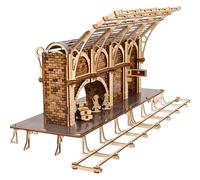 Ugears Platform 9¾ Harry Potter 3D Puzzle - 3D Wooden Puzzles for Adults King's Cross Station Building Set with Wizarding World Figures - Wooden Model Kits For Adults To Build for Birthday - 230 Pcs