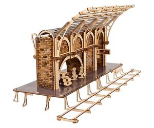 Ugears Platform 9¾ Harry Potter 3D Puzzle - 3D Wooden Puzzles for Adults | King's Cross Station Building Set with Wizarding World Figures - Wooden Model Kits For Adults To Build for Birthday - 230 Pcs