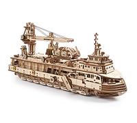 UGEARS Research Vessel 3D Puzzle - Ship Wooden Model Kits for Adults | Build - Self-Propelled Maritime Explorer with Working Crane- 3D Wooden Puzzles for Adults Gifts for Christmas