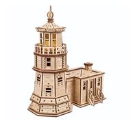UGEARS Split Rock Lighthouse 3D Puzzle - DIY Miniature Kit Wooden Model Kits for Adults to Build with LED Nightlight - 3D Wooden Puzzles - Crafts for Adults Gifts for Engineers