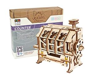 UGEARS STEM Lab Model Kit - Creative 3D Wooden Puzzles for Adults, Teens and Children - DIY Mechanical Science Kit for Self Assembly - Educational and Engineering 3D Puzzles with App (Counter)