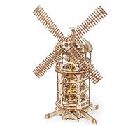 Ugears Tower Windmill 3D Puzzle - 3D Wooden Puzzles for Adults - Mechanical Model Kits for Adults to Build - DIY Craft Kits Windmill with Moving Parts Building Kit Gifts for Fathers Day - 585 Pcs