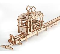 UGears Railway Trolley Tram w/ Rails Mechanical Wood Construction Kit