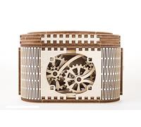 UGEARS Wooden Treasure Box with Key (Secret Hidden Puzzle) DIY Model Wood Storage Box 3D - Mechanical Puzzle Wooden Self Assembly Model Kits for Adults to Build
