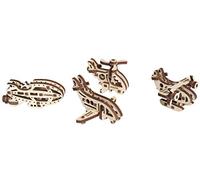 UGEARS unknown' 70034 U-Fidgets Aeroplane Puzzle Pieces Set with 4 Models Anti-Stress 3D Puzzle Self Building Kit 4 Mini Miniature Model Mechanical Models Plywood Construction Kit